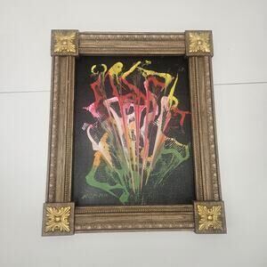 Vintage Artist Signed Komar Orginal Art Abstract Painting Handmade Frame 11x14